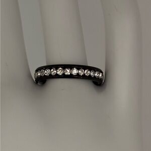 Stainless steel black rhodium plated crystal eternity band ring Size 8